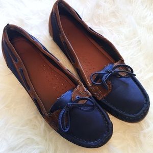 bamboo blue and brown boat shoes
